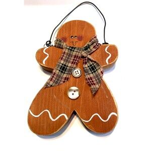 Folk Art Gingerbread Man Hand Painted Wood Country Farm Primitive Rustic